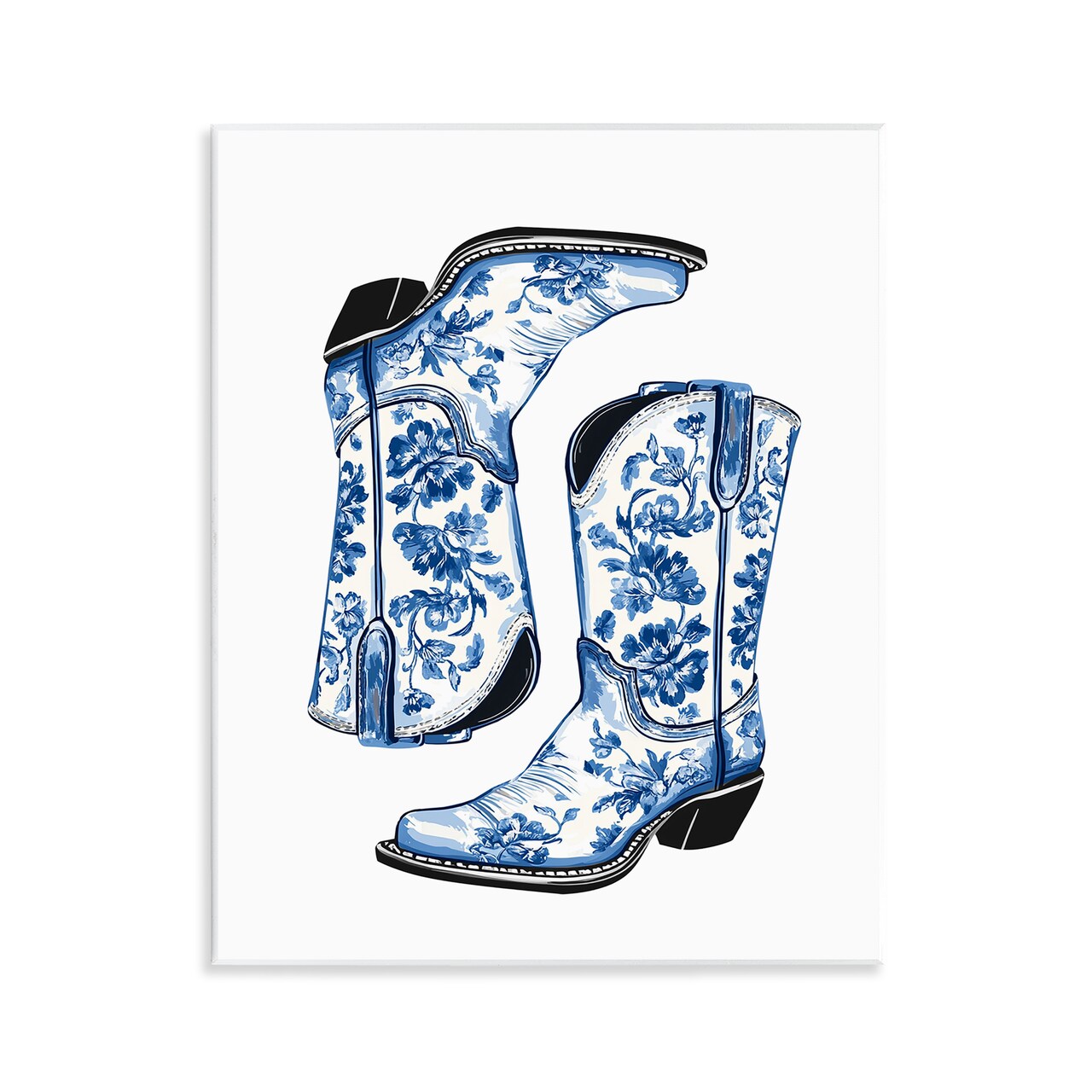 Stupell Industries Elegant Floral Cowgirl Boots Wall Plaque By Lettered and Lined